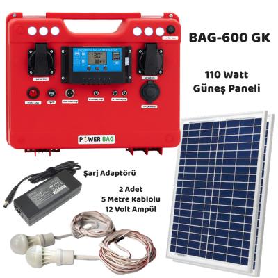 Bag-600TGK Güneş Panelli Taşınabilir Solar Güç İstasyonu (TAM Sinüs) Kırmızı